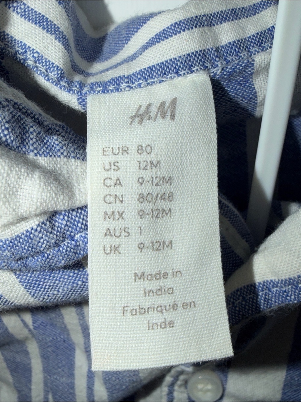 H&M Blue and White Vertical Stripe Short-Sleeve Button-Down Shirt - Picture 3 of 3